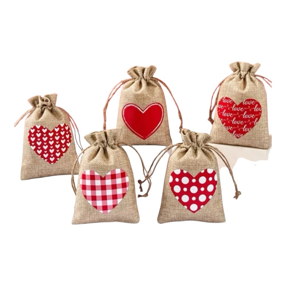NWT-Valentine’s Day, red heart design, drawstring gift bags